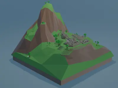 Machu Picchu Low-poly 3D model
