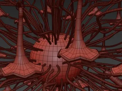 ROMINA chandelier made of glass and gold 3D model