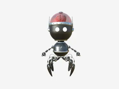 Brain Robot G03 Dark Steel - SciFi Character Design Low-poly 3D model