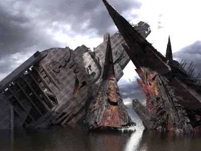 Fallen civilization Tower Monoliths 3D model