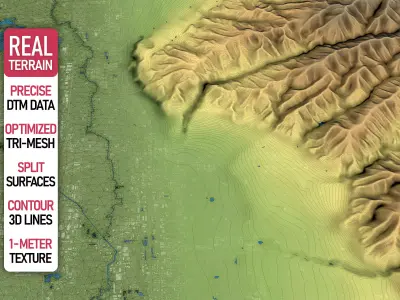Salt Lake City - Topography Terrain Low-poly 3D model