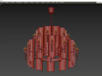 Tiled glass chandelier Low-poly 3D model