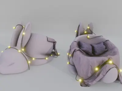 Cute bunny armchair Low-poly 3D model