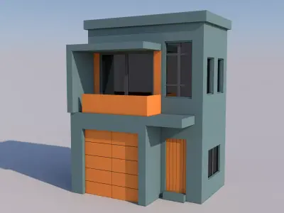 Modern House Low-poly 3D model 9