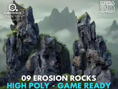9 High Poly Erosion Rocks - 231122 3D model