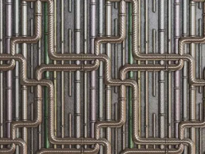 Simple Sci-fi Pipes PBR Seamless Texture