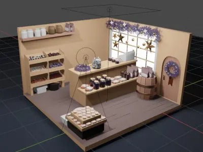 Christmass Gift Shop Low-poly 3D model