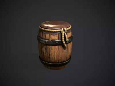 Stylized barrel Low-poly 3D model