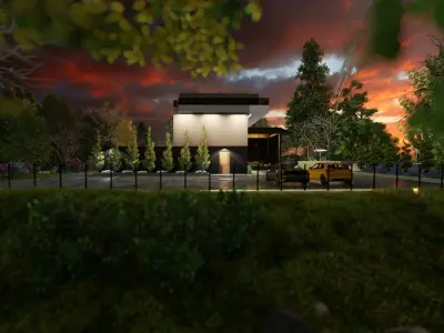 Modern new villa  Low-poly 3D model