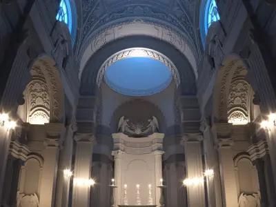 Interior Classic Hall Cathedral St Maria Maddalena  3D model