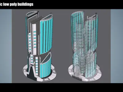 35 Futuristic Buildings VOL 7 Low-poly 3D model