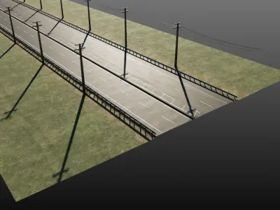 Highway with telephone poles and power lines 3D model