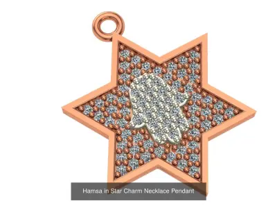 14 Hamsa Charm Necklace Pendant 3D Model Pack