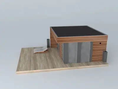 Modern small home exterior Free 3D model