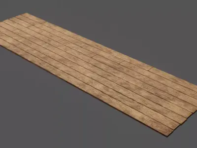 Lowpoly Old woodstrip Parquet Low-poly 3D model
