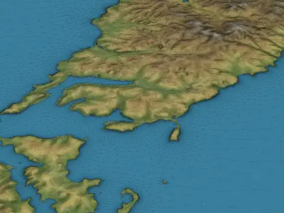 Vladivostok - Topography Terrain Low-poly 3D model