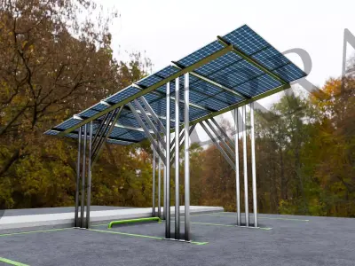 Lowpoly Solar Carport-N Types-Steel Structure Low-poly 3D model