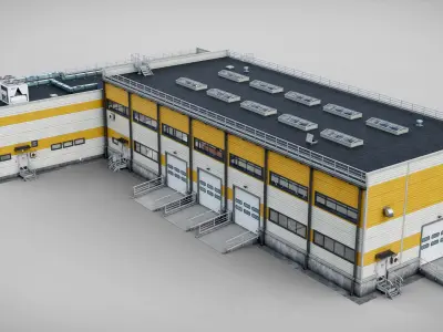  Industrial Building 02 with Interior Realtime 