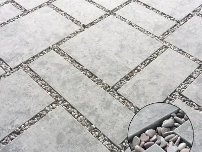 Tile square pebble  low 2 n1 3D model