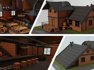 Tavern 3D model Low-poly 3D model