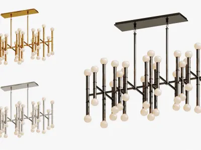 Chandelier meurice rectangular jonathan adler designed  3D model