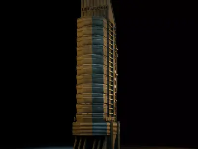 DYSTOPIAN BRUTALIST BUILDING SCIFI 01 Low-poly 3D model