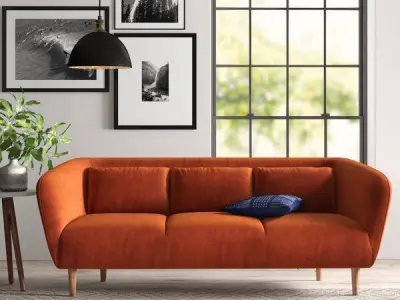 Javon Velvet Sofa - 2 Colour 3D model