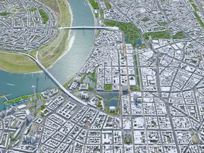 Dusseldorf Downtown Germany Low-poly 3D model