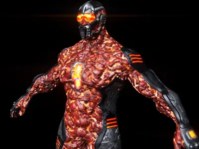 MechOrg Humanoid Cyborg Creature Rigged 3D Character Low-poly 3D model