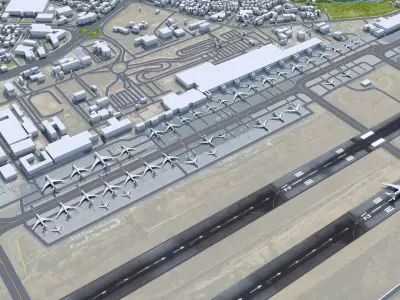 Addis Ababa Bole Airport 10km Low-poly 3D model
