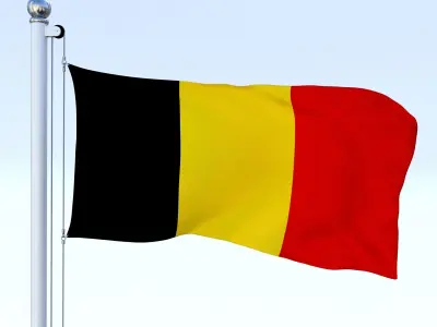 Animated Belgium Flag Low-poly 3D model