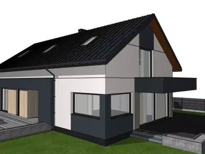 Modern Suburban House 3D Model  Anthracite  3D model
