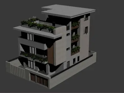 Modern Village Exterior 3d Scene - V-ray rendering 3D model