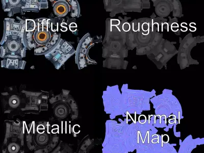 Futuristic SciFi Orb Drone Model Pack Low-poly 3D model