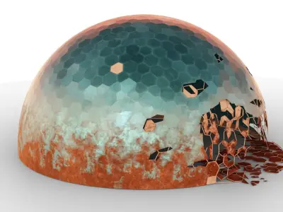 Damaged Martian Dome  Low-poly 3D model