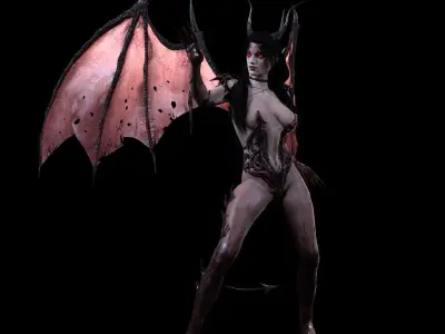 Succubus female demon with wings Low-poly 3D model