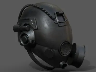 Helmet gas mask protection futuristic scifi fantasy  Low-poly 3D model