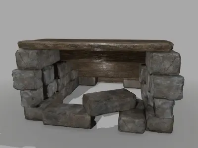 stair set of wooden stairs Low-poly 3D model