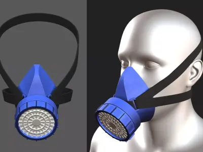 Gas mask protection futuristic technology armor  Low-poly 3D model