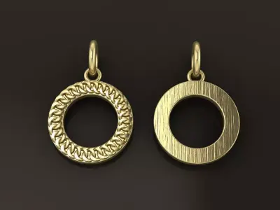 Cuban Link Round Hollow Halo Frame Pendant 15MM Diameter 3D print model