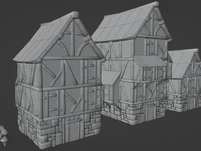 Medieval Village Modular Pack Low-poly 3D model