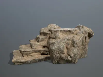 Altar Set rock Low-poly 3D model