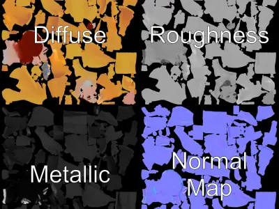 Elegant Princess Character Model in Golden Gown Low-poly 3D model