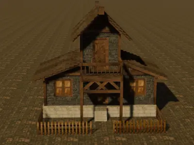 Medieval house ten Low-poly 3D model