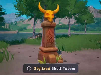 Stylized Skull Totem PBR Game Ready Low-poly 3D model