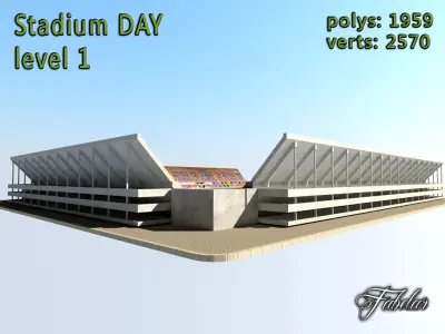 Stadium Level 1 Day Low-poly 3D model