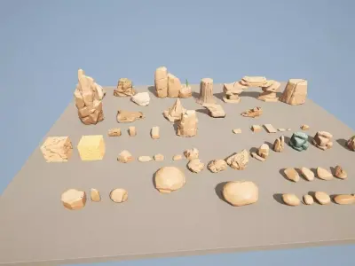 Stylized Rocks Low-poly 3D model purchase