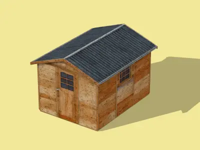 Wooden cabin  Low-poly 3D model