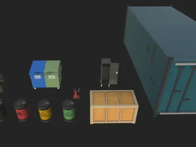 GAME READY Pastel Textured Environment Props Low-poly 3D model