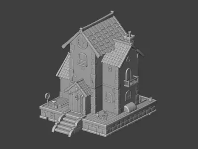 Stylized House Low-poly 3D model Low-poly 3D model